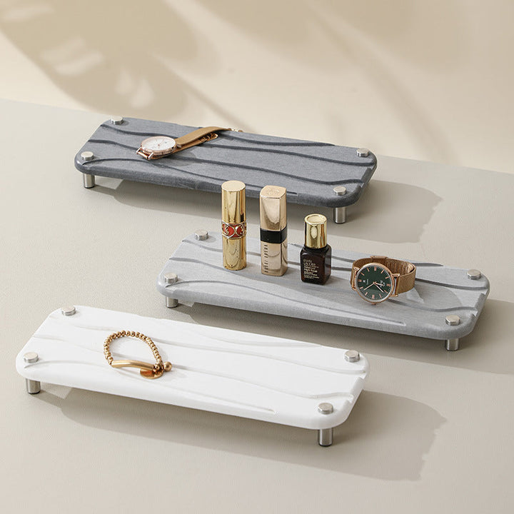 Wave-Textured Vanity Tray for Cosmetics and Jewelry