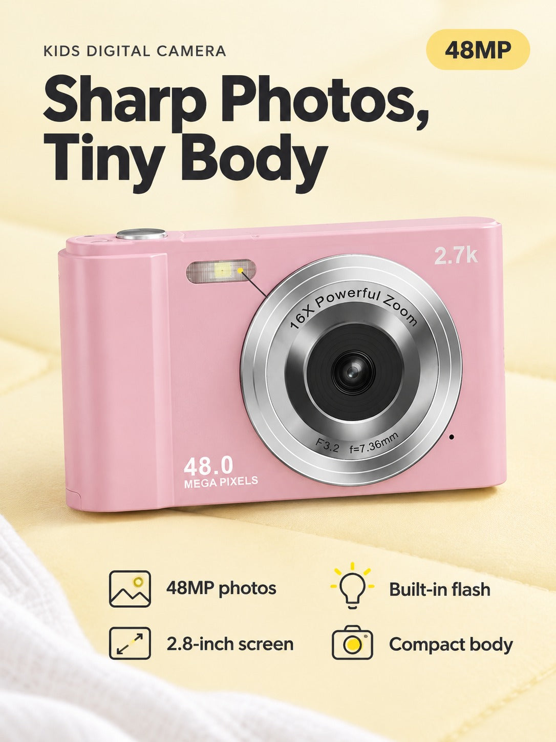 Digital Camera for Kids 48MP With 2.8 Inch LCD Screen