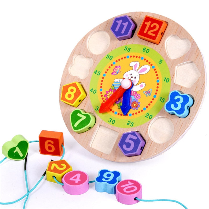 Wooden Clock Puzzle Toy for Learning Time & Numbers