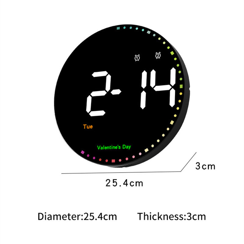 LED Wall Clock with Calendar and Colorful Lighting