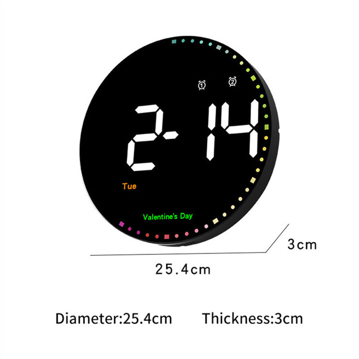 LED Wall Clock with Calendar and Colorful Lighting
