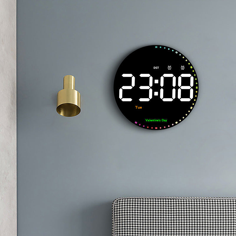 LED Wall Clock with Calendar and Colorful Lighting