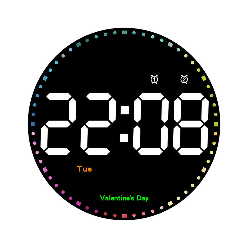 LED Wall Clock with Calendar and Colorful Lighting