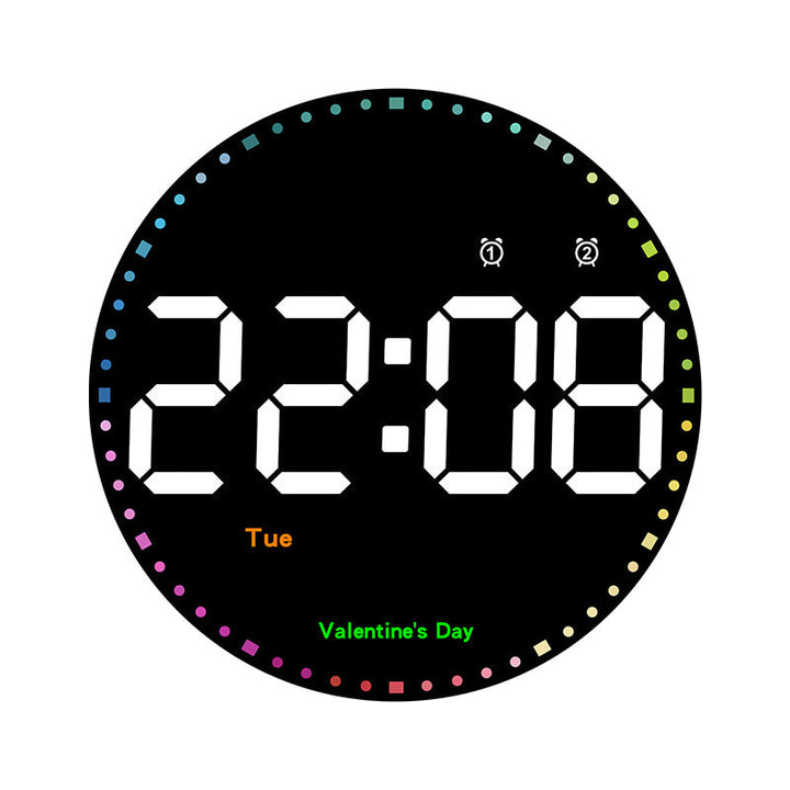 LED Wall Clock with Calendar and Colorful Lighting