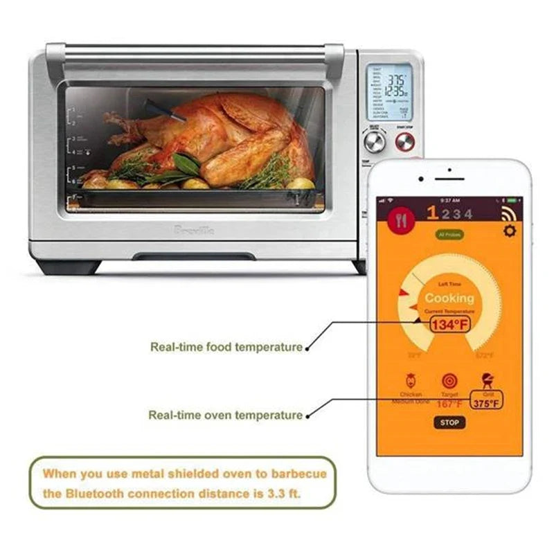 Wireless Meat Thermometer with Bluetooth App Alerts