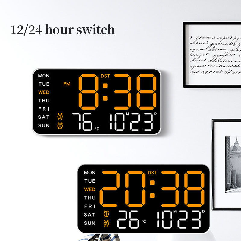 Digital Wall Clock with Time, Temp, Date & Weekday