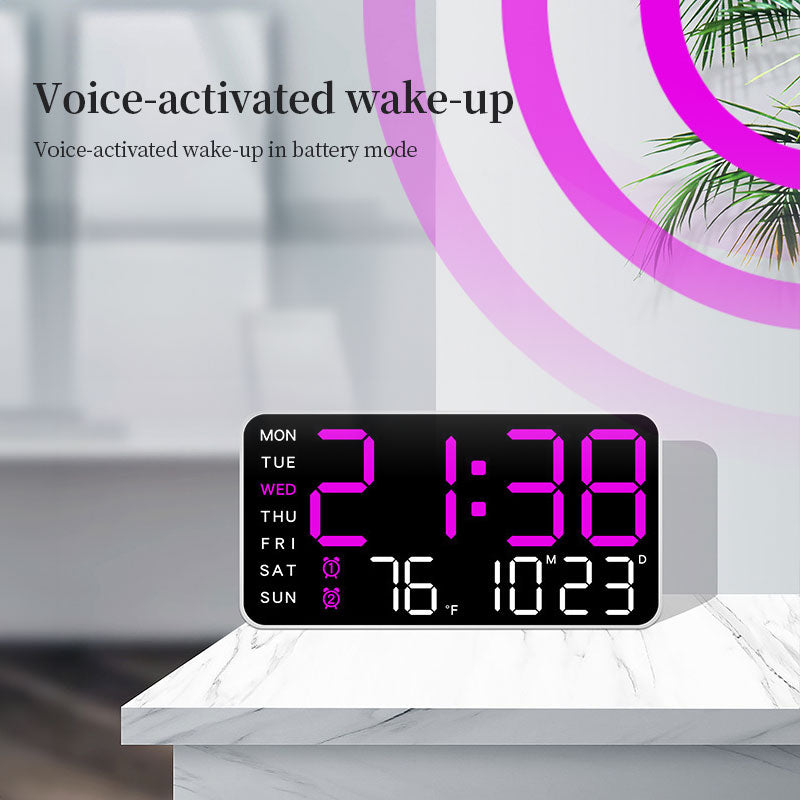 Digital Wall Clock with Time, Temp, Date & Weekday