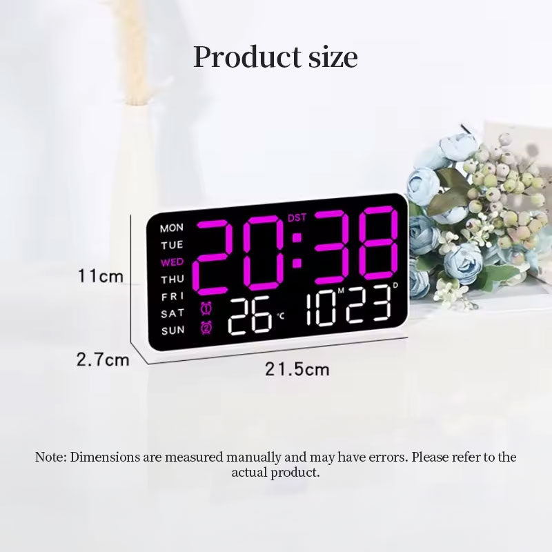 Digital Wall Clock with Time, Temp, Date & Weekday