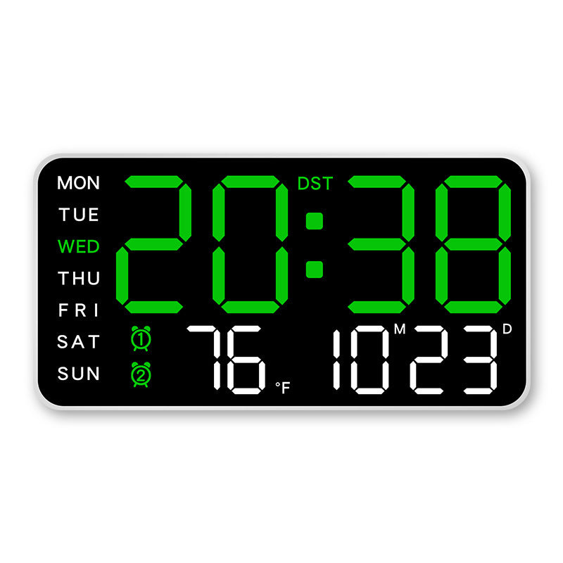 Digital Wall Clock with Time, Temp, Date & Weekday