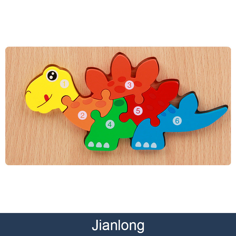 Dinosaur Wooden Puzzle for Fine Motor Skill Building