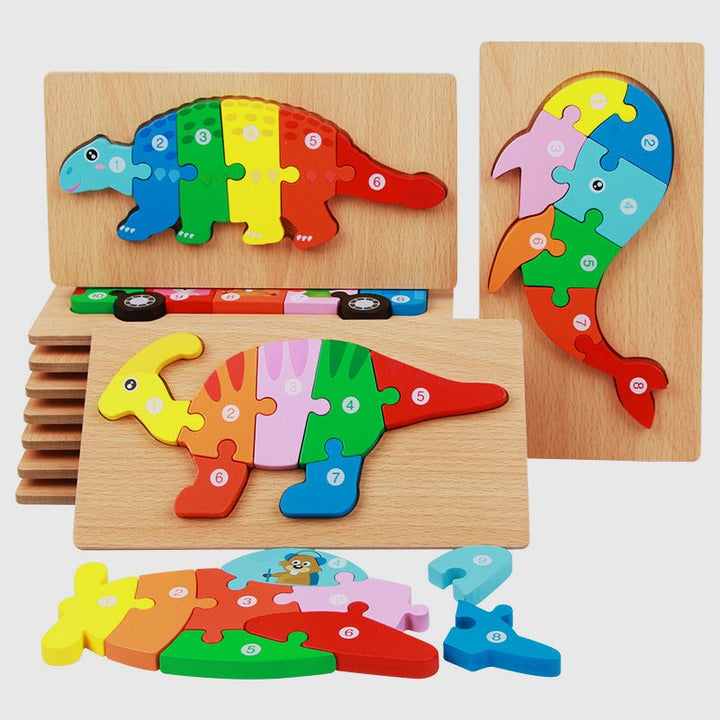 Dinosaur Wooden Puzzle for Fine Motor Skill Building