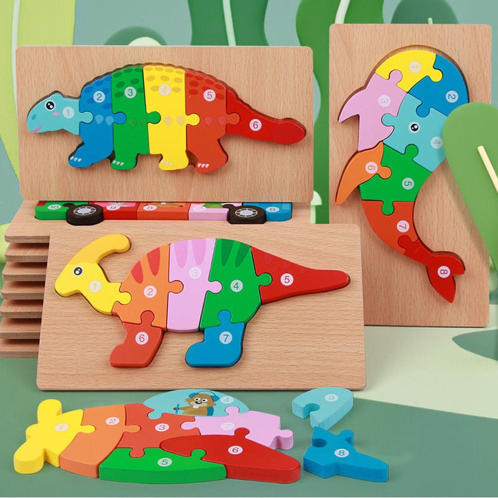 Dinosaur Wooden Puzzle for Fine Motor Skill Building