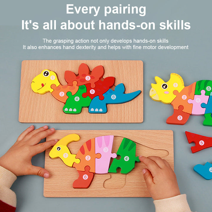 Dinosaur Wooden Puzzle for Fine Motor Skill Building