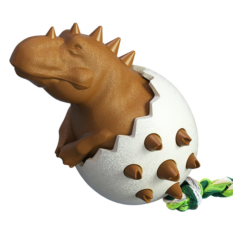 Dinosaur Egg Dog Chew Toy With Dental Texture & Rope