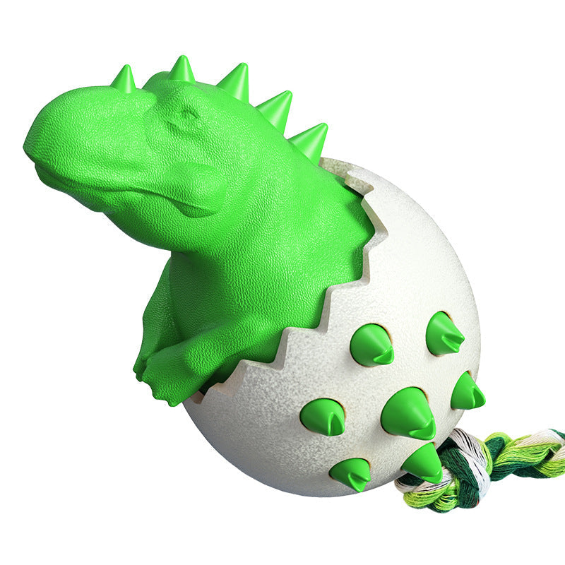 Dinosaur Egg Dog Chew Toy With Dental Texture & Rope