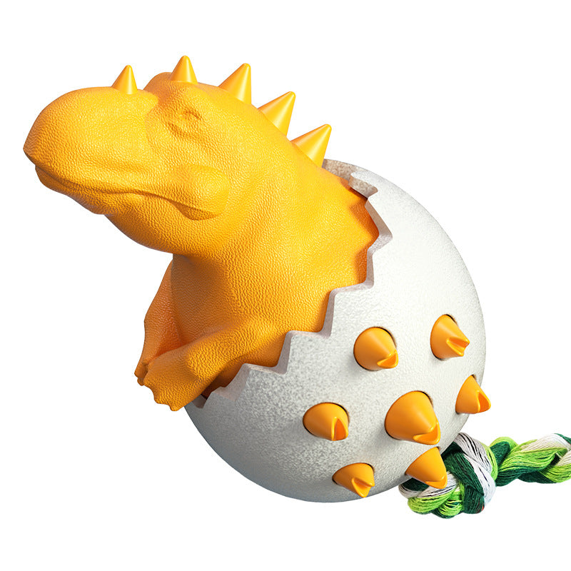 Dinosaur Egg Dog Chew Toy With Dental Texture & Rope