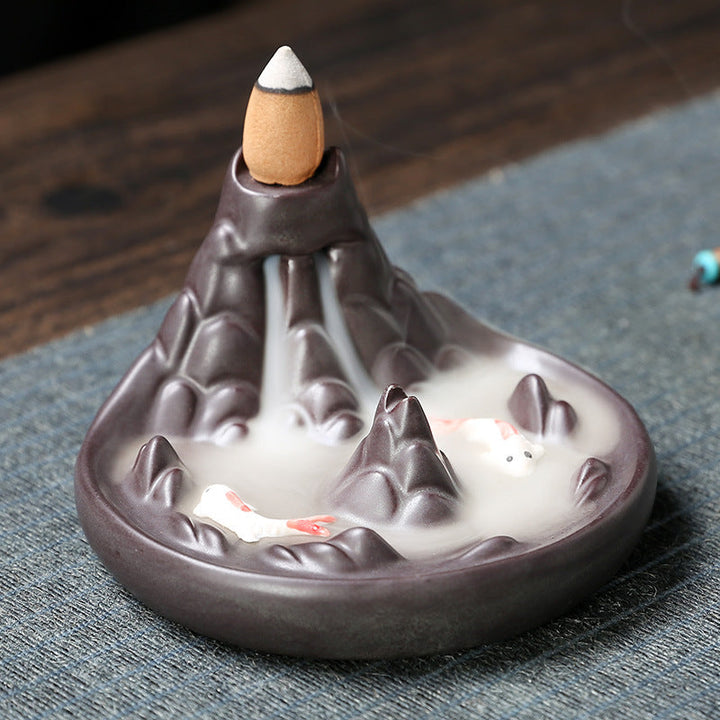Backflow Incense Burner for Flowing Smoke Mountain Decor