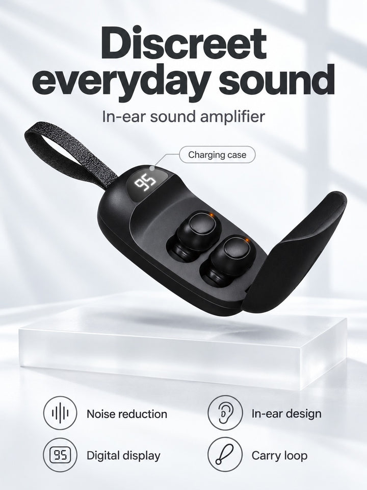 Discreet In-Ear Sound Amplifier with Noise Reduction