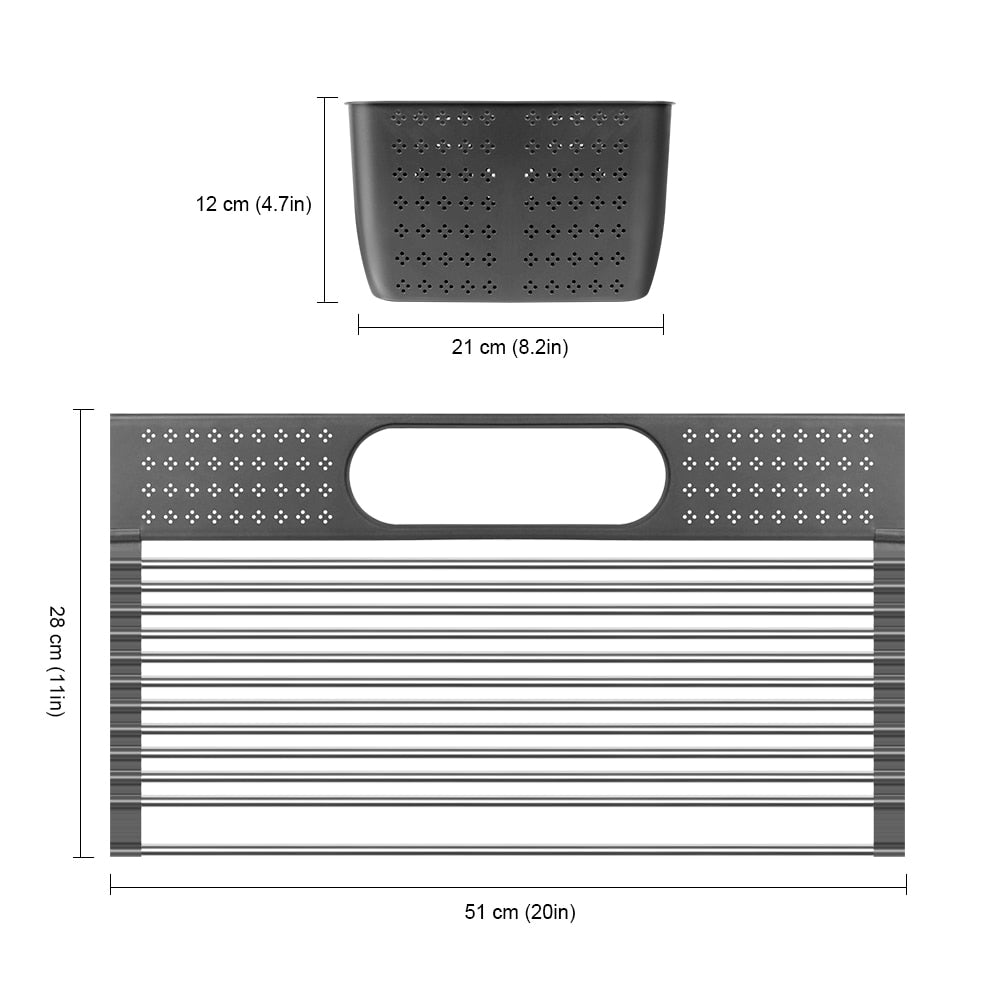 Over Sink Dish Drying Rack Roll-Up Foldable Drainer