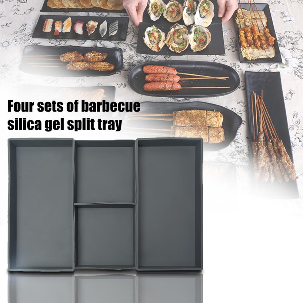 Silicone Split Sheet Pan with 4 Compartments for Grilling