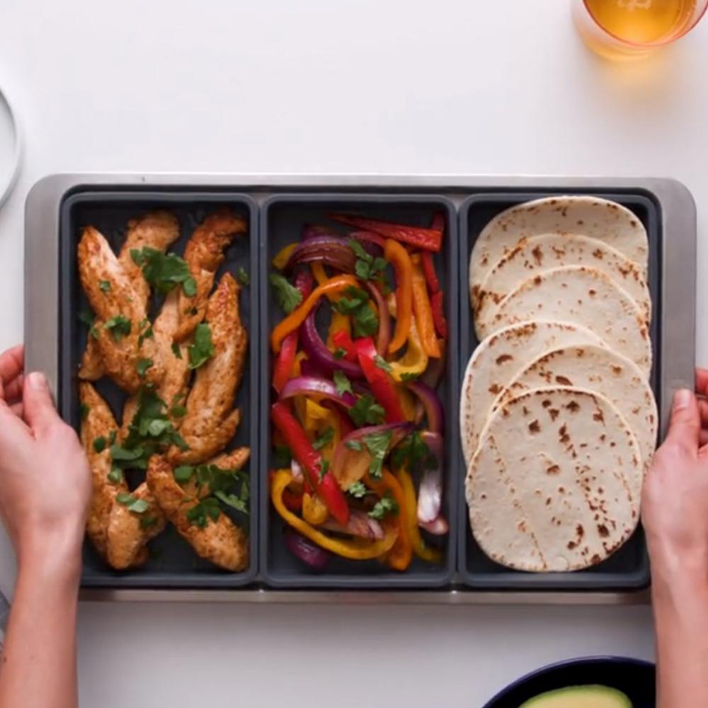 Silicone Split Sheet Pan with 4 Compartments for Grilling