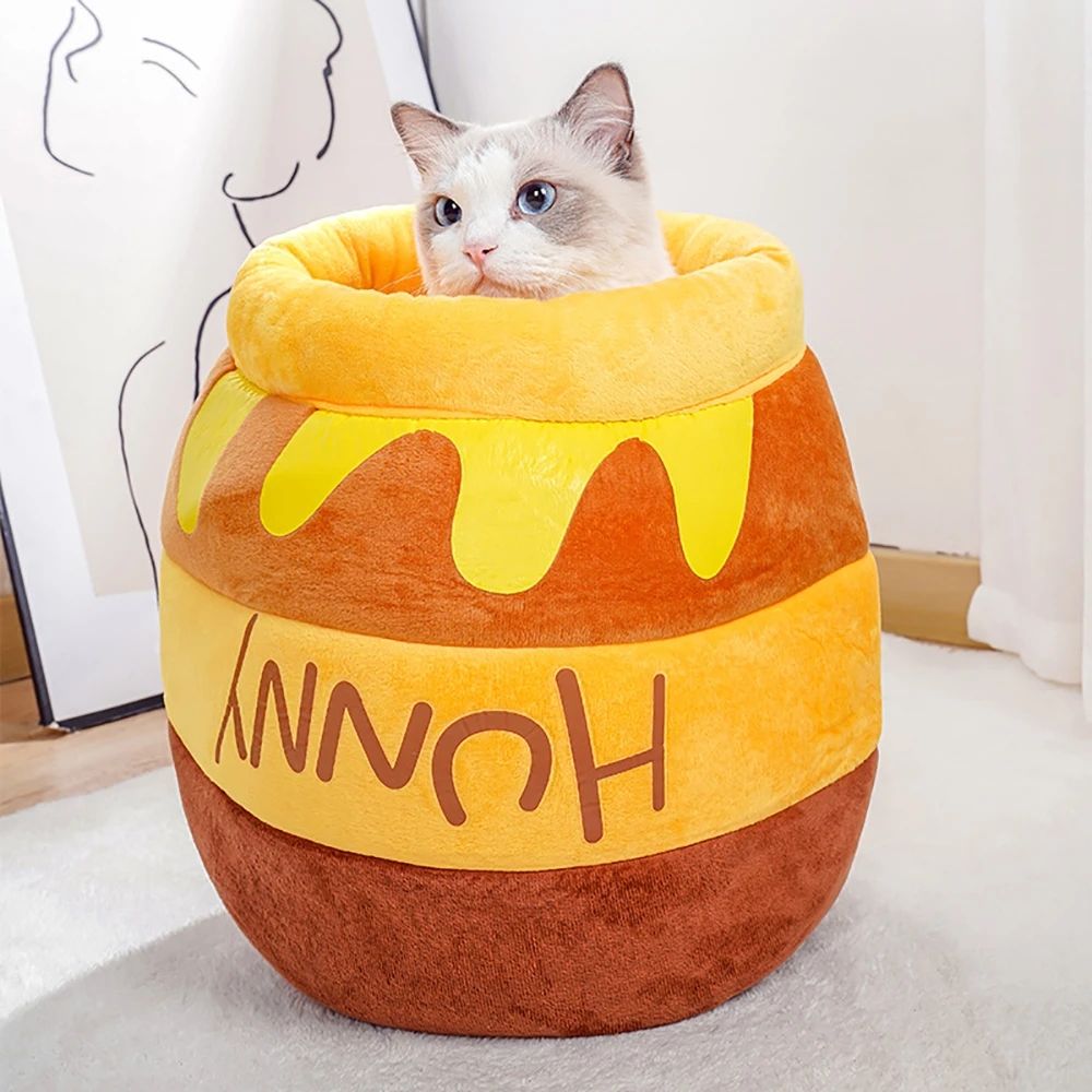 Winnie the Pooh Pet Bed & Warm Plush Cave Lounger for Cats