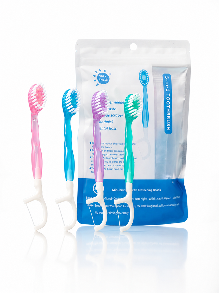 Disposable Mini Toothbrush — Floss, Pick & Soft Brush in One