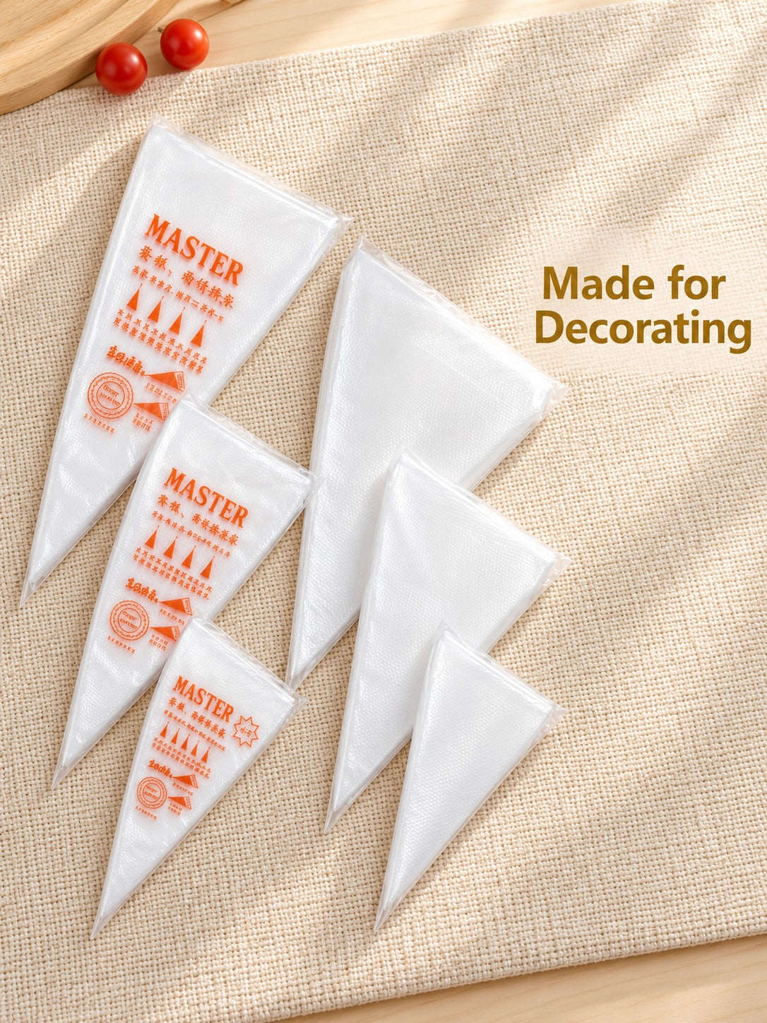 Disposable Piping Bags, 3 Sizes for Cake & Cookie Icing
