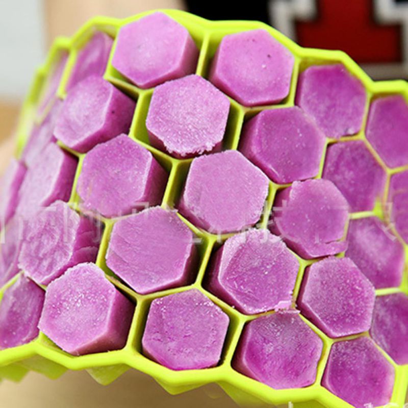 Silicone Honeycomb Ice Cube Tray: 37 Cubes Per Tray