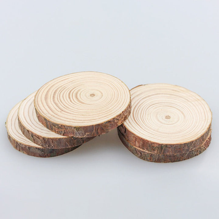 Wood Log Slice Candle Tray with Natural Bark Edge