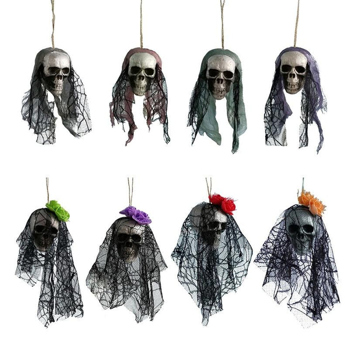 Hanging Skull Bride Halloween Decor | Gothic Display