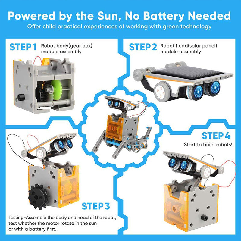 Solar Robot Toy: 12-in-1 STEM Kit, No Batteries for Kids