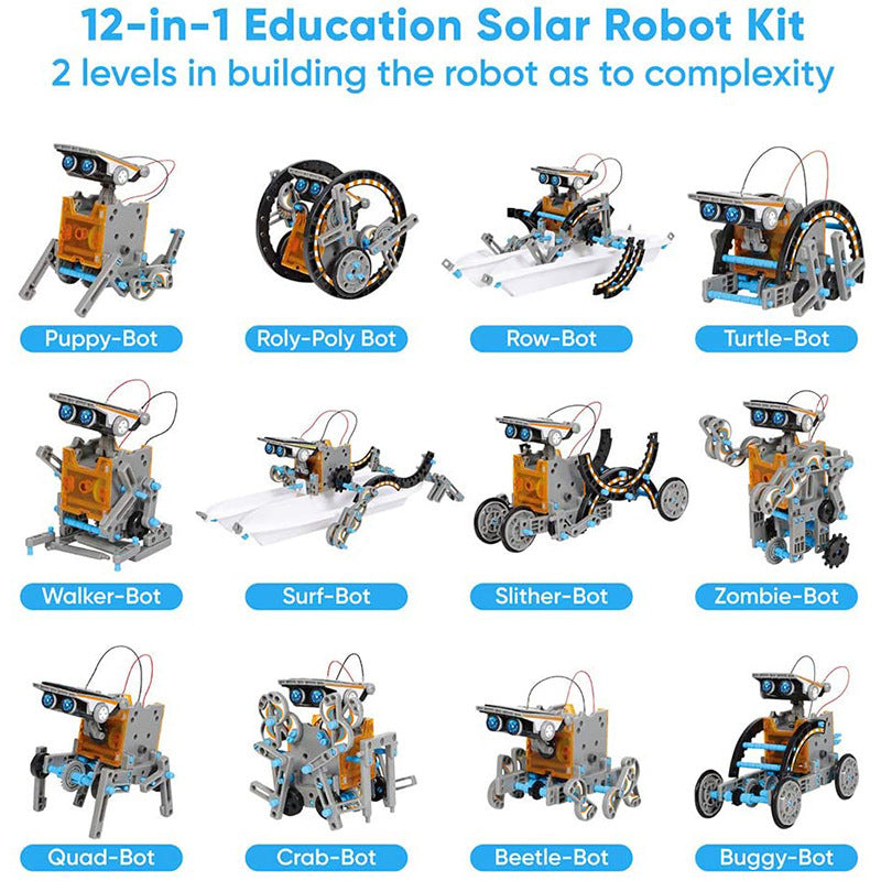 Solar Robot Toy: 12-in-1 STEM Kit, No Batteries for Kids