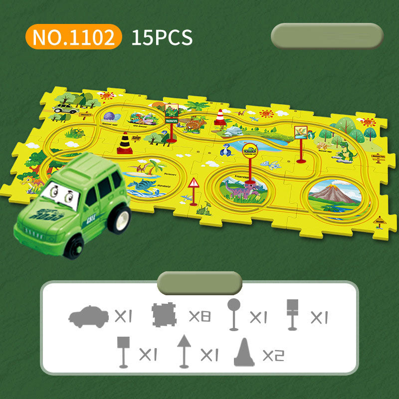 Children's Puzzle Track Car 15-Piece City Play Set