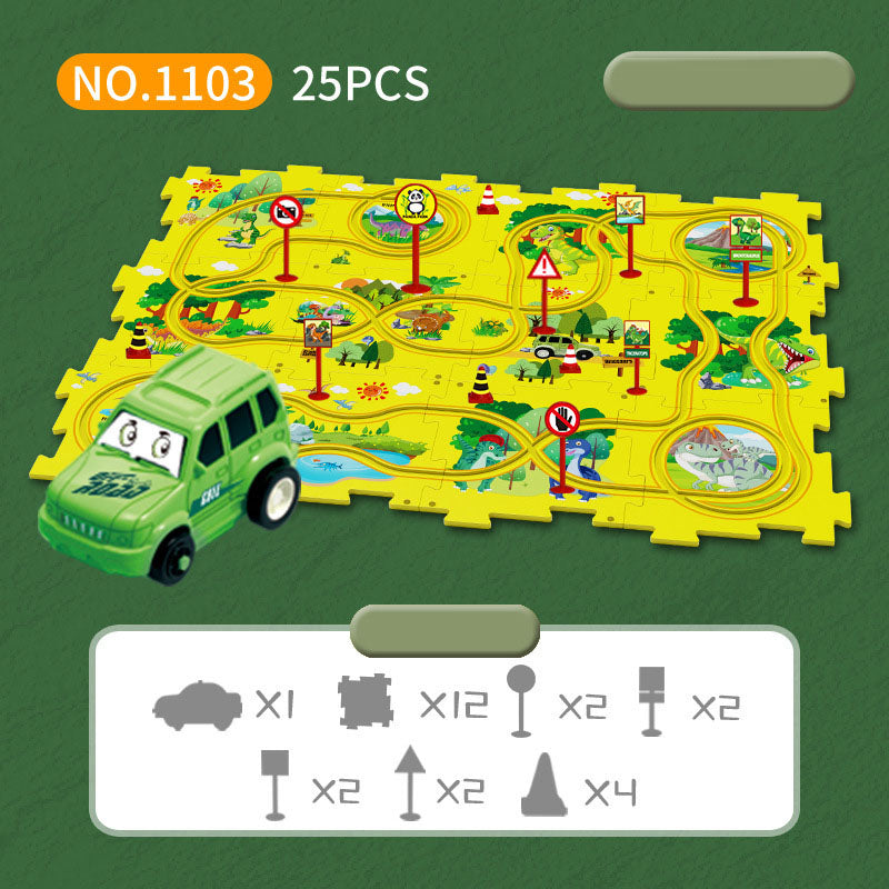 Children's Puzzle Track Car 15-Piece City Play Set