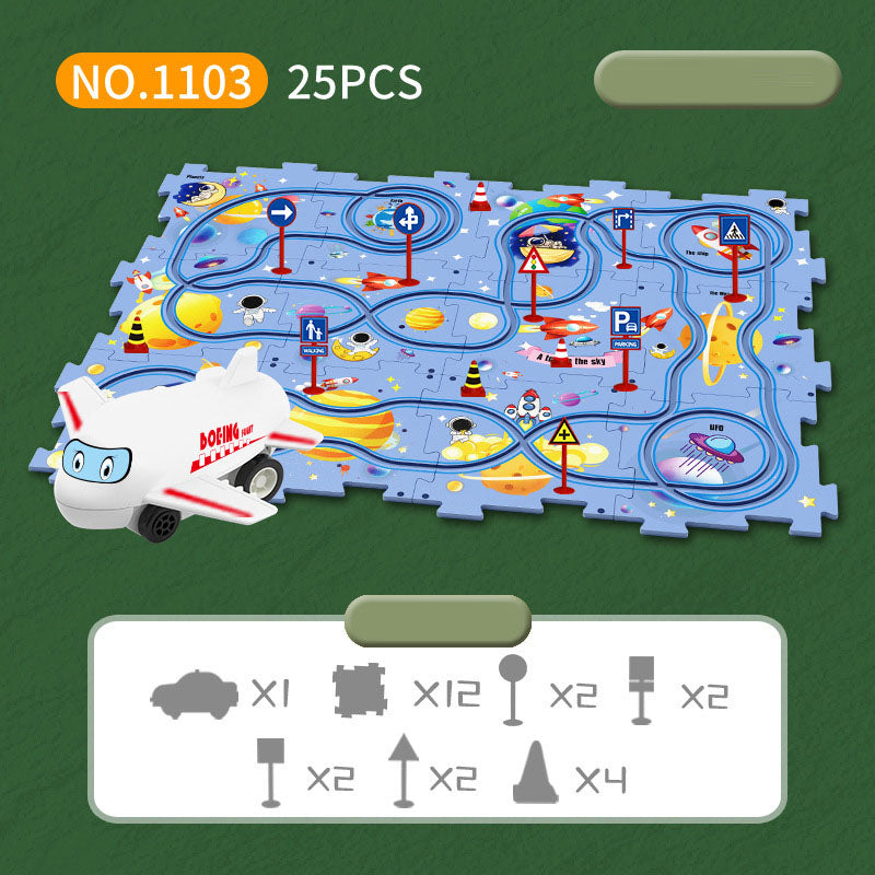 Children's Puzzle Track Car 15-Piece City Play Set