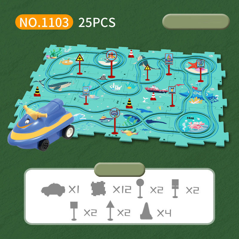 Children's Puzzle Track Car 15-Piece City Play Set