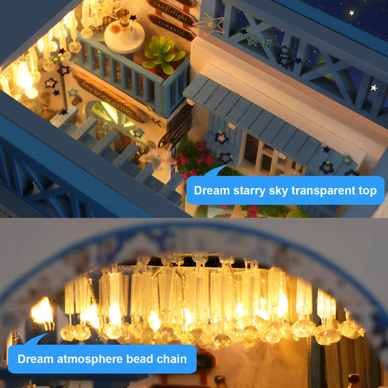 DIY Book Nook Kit with Warm-Lit Seaside Miniature Decor
