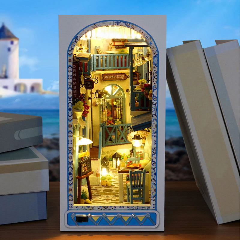 DIY Book Nook Kit with Warm-Lit Seaside Miniature Decor