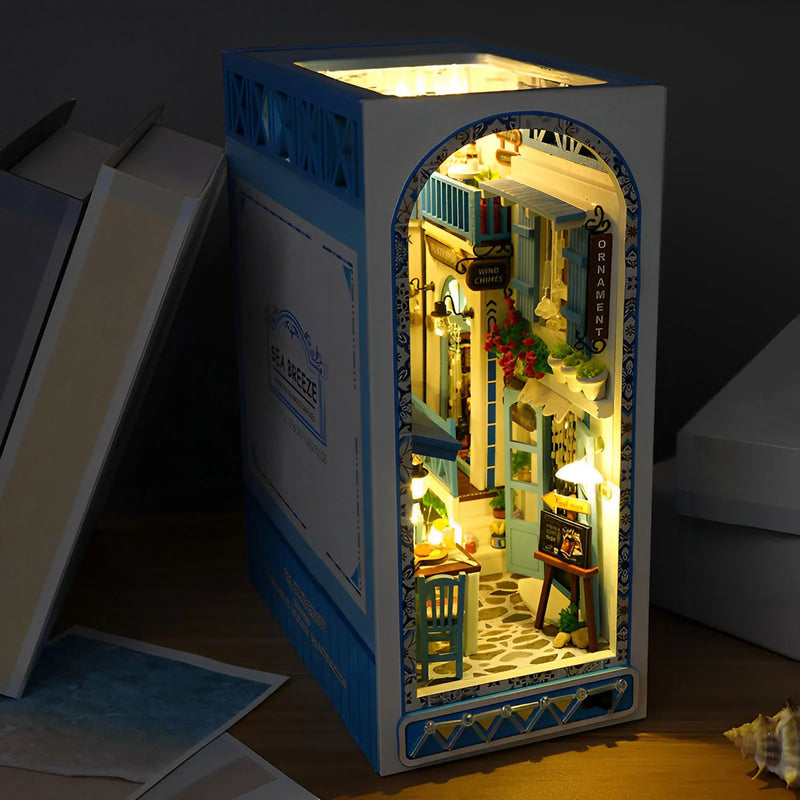 DIY Book Nook Kit with Warm-Lit Seaside Miniature Decor