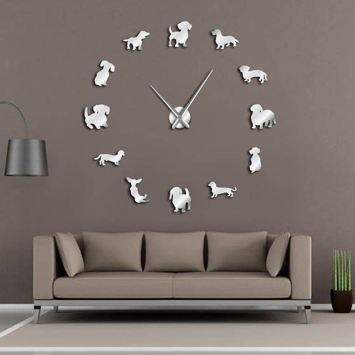 Dachshund Wall Clock With Glossy Mirror-Effect Decor