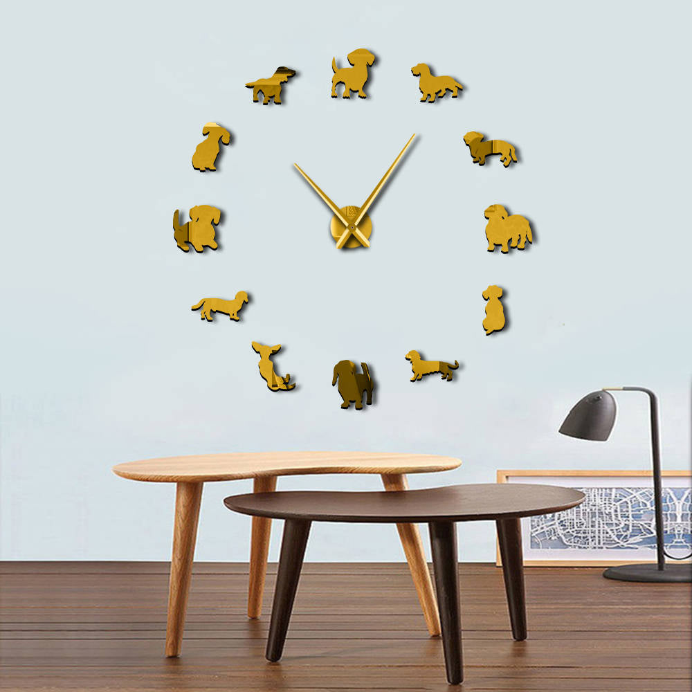 Dachshund Wall Clock With Glossy Mirror-Effect Decor