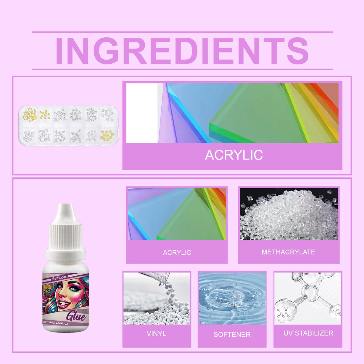 DIY Tooth Gems Kit: 120 Gems, Glue and UV Lamp Included