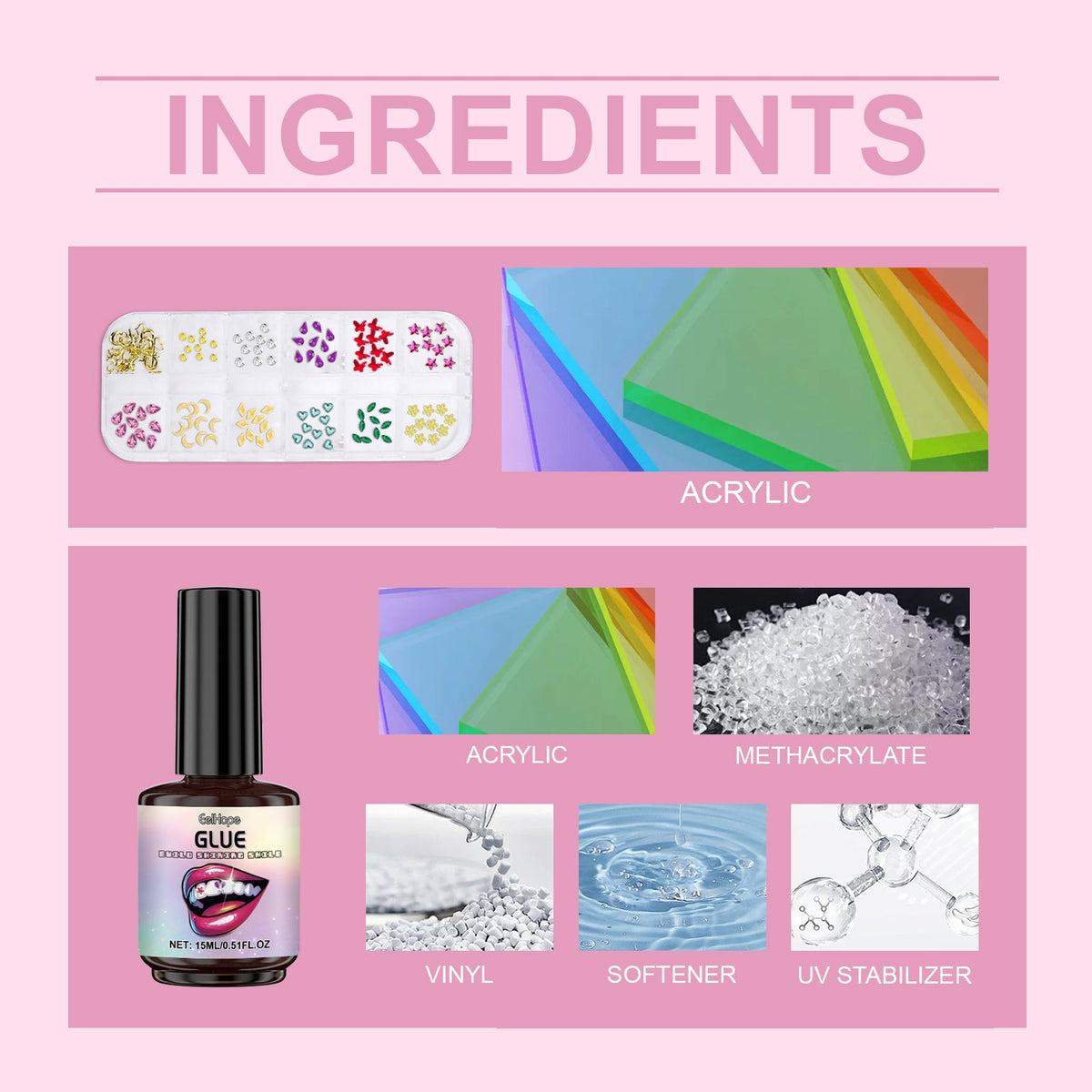 DIY Tooth Gem Kit at Home: 120 Gems, Glue & UV Lamp
