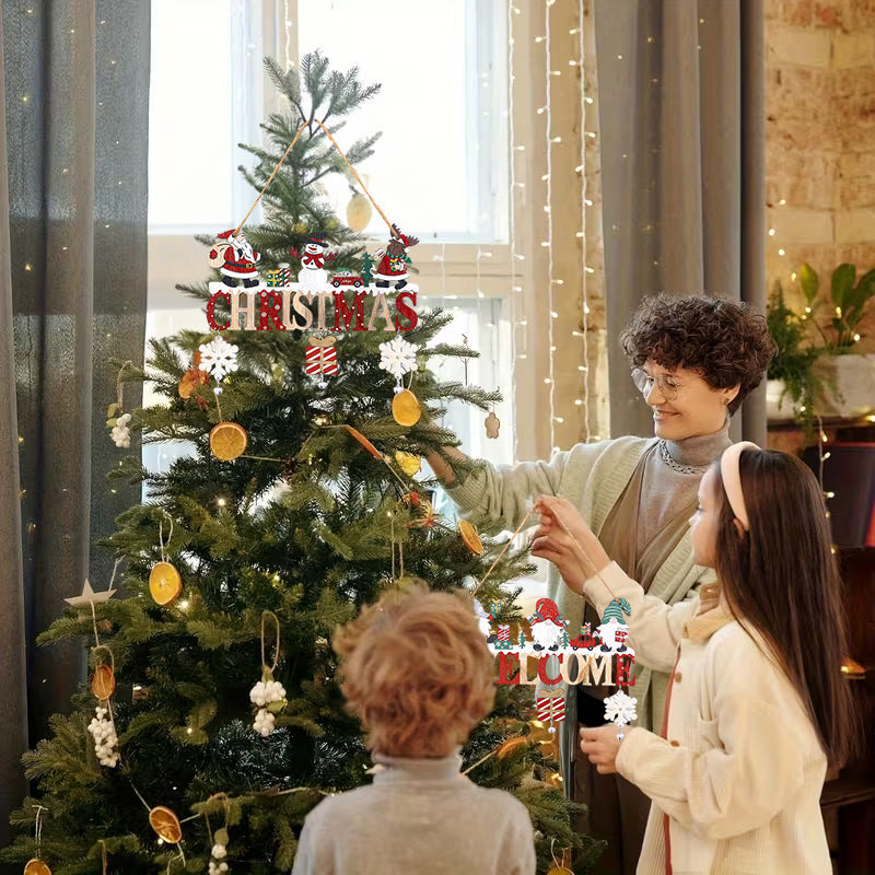 Wooden Christmas Door Sign for Space-Saving Holiday Decor