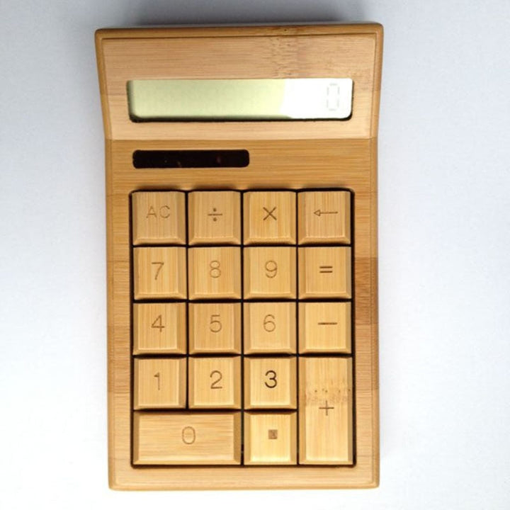 Solar Bamboo Desk Calculator for Classroom & Office