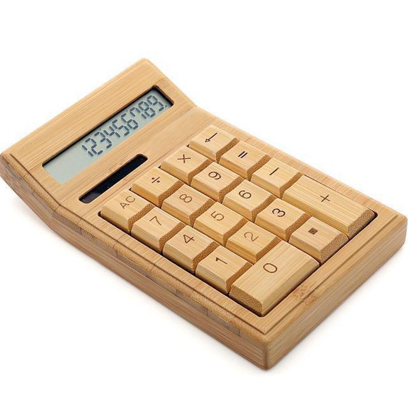 Solar Bamboo Desk Calculator for Classroom & Office