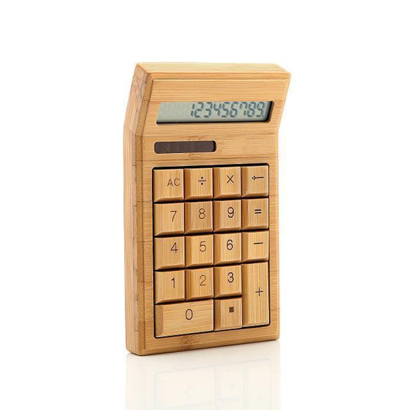Solar Bamboo Desk Calculator for Classroom & Office