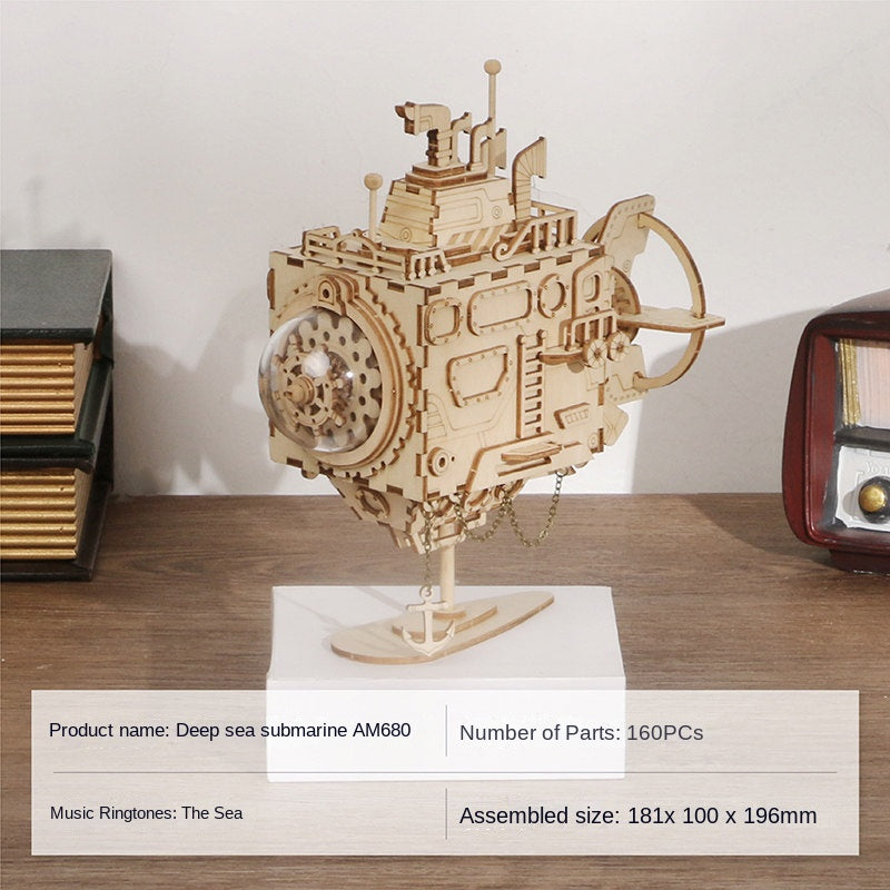 DIY Wooden Robot Music Box Kit for Creative Display