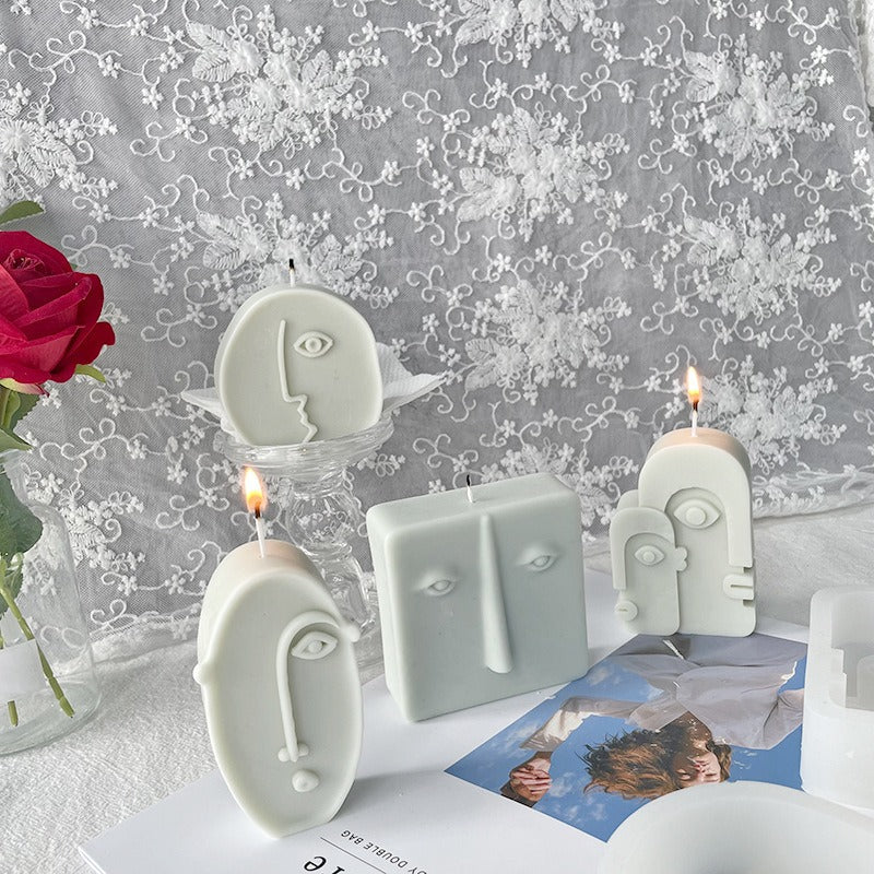 Face Candle Silicone Mold for Modern Sculptural Decor